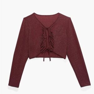 NWT Savage x Fenty Sleep & Shine Long-Sleeve Crop Tee Metallic Red Size 1X